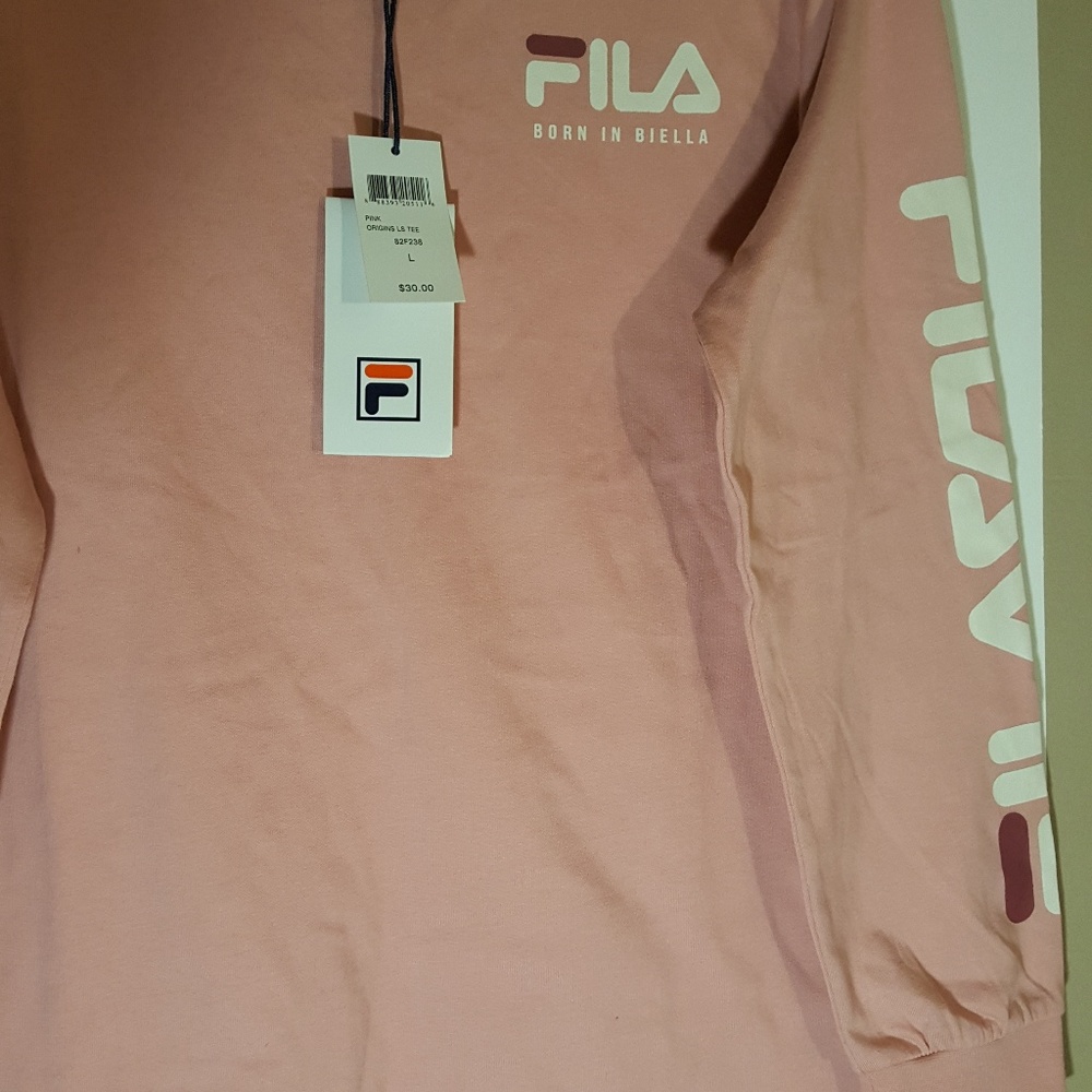 Pink, Long Sleeve FILA T-Shirt